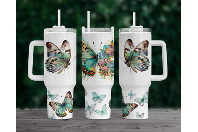 Butterfly 40oz Quencher Tumbler Sublimation Design, Png Digital Downlo