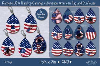 Teardrop earring sublimation bundle| 4th of July Patriotic USA Earring