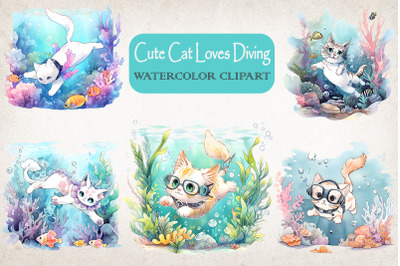 Cute Cat Diving Summertime Bundle