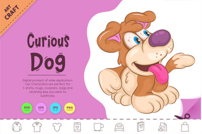 Cartoon Curious Dog. Clipart.