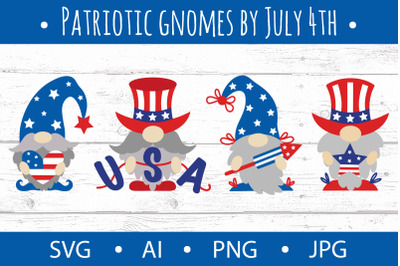 Patriotic gnomes of the USA by July 4th, American Independence clipart