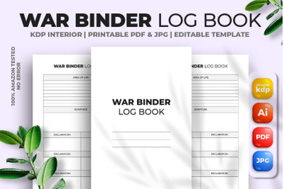 War Binder Log Book Kdp Interior