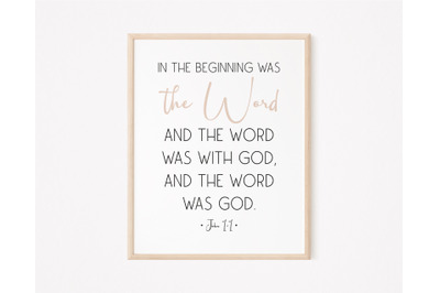 In the beginning was the Word, Bible Verse Printable, Scripture Art
