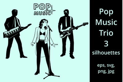 Pop Music Trio Silhouettes SVG