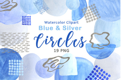 Watercolor Blue Circles Fill Clipart PNG