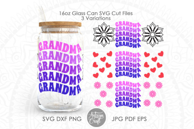 Grandma glass coffee cup, Glass can SVG, grandma glass can wrap, 16 oz