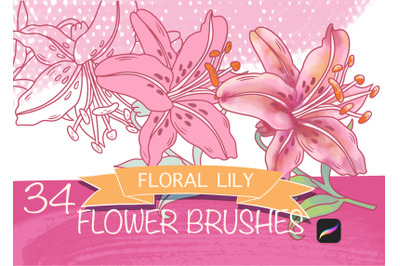 34 Floral Lily Flower Brushes Procreate