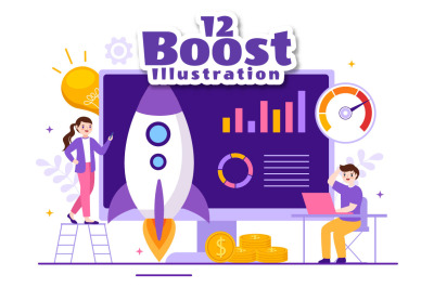 12 Business Boost Vector Illustration