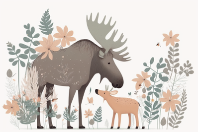 Scandinavian dad and baby moose