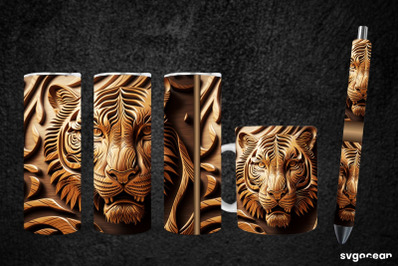 Tooled Leather Tiger Sublimation | Tumbler | Mug | Pen