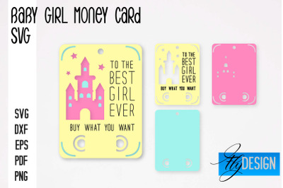 Baby Girl Money Card SVG | Baby Girl Money Holder | Happy Birthday