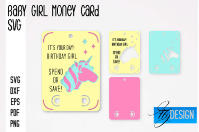 Baby Girl Money Card SVG | Baby Girl Money Holder | Happy Birthday