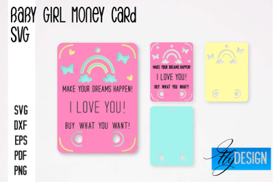 Baby Girl Money Card SVG | Baby Girl Money Holder | Happy Birthday