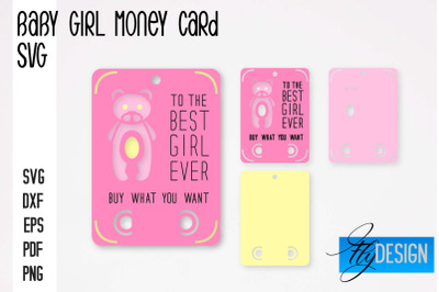 Baby Girl Money Card SVG | Baby Girl Money Holder | Happy Birthday