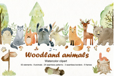 Woodland animals clipart.