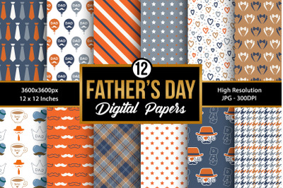 Father&#039;s Day Digital Paper Patterns