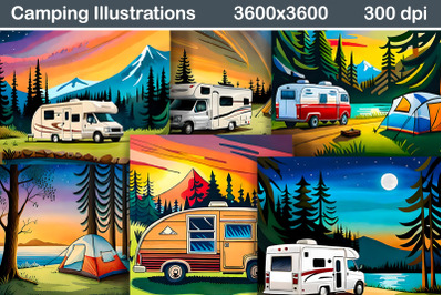 Camping Illustration | Camping Digital Paper