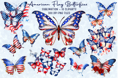 American Flag Butterflies Sublimation