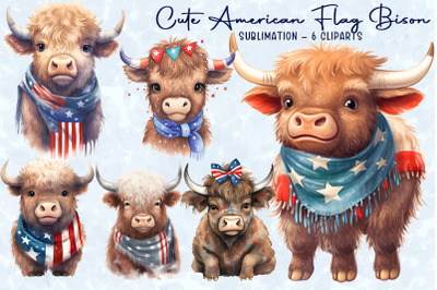 Cute American Flag Bison Sublimation