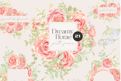 Dreamy Floral Frames Watercolor Clipart