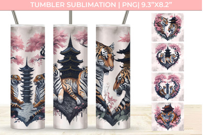 Japanese Tigers Couple PNG File Sublimation For Tumblers