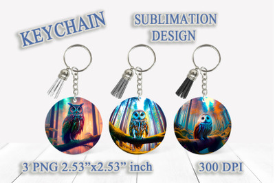 Owl Keychain Bundle. Keyring Sublimation Design. Keychain