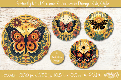 Wind Spinner Sublimation Butterfly Designs in folk style