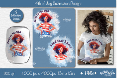 4th of July Sublimation Design| Patriotic USA Sublimation PNG