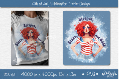 4th of July Sublimation Design| Patriotic USA Sublimation PNG