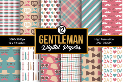 Father&#039;s Day Hipster Seamless Pattern Digital Papers