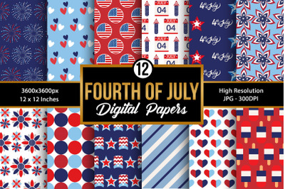 Fourth of July USA independence day Seamless Pattern Digital Papers