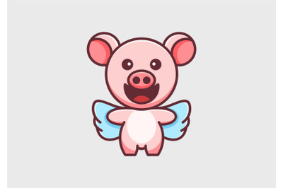 baby pig with wings logo abstract monogram vector template