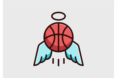 basketball with angel wings logo abstract monogram vector template