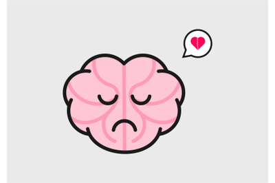 heart broken sad brain cartoon logo abstract monogram vector template