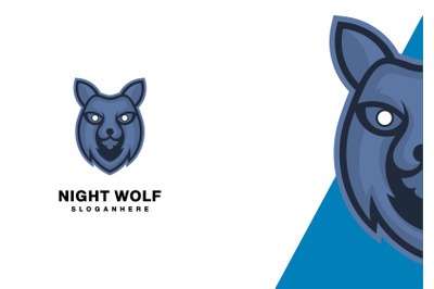 night wolf head logo abstract monogram vector template