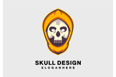 skull head on fire logo abstract monogram vector template