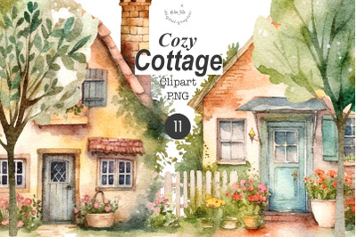Cozy Cottage Watercolor clipart