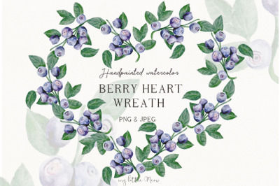 Autumn berry wreath heart frame clipart