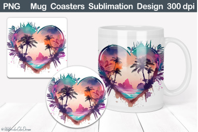 Beach Sunset Mug Wrap | Tropical Beach Coasters&nbsp;