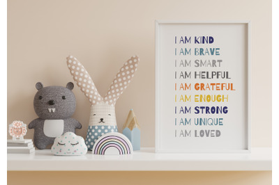 Affirmations for Kids, I Am Affirmations, Classroom Poster
