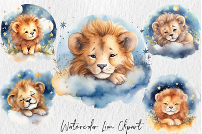 Watercolor lion baby