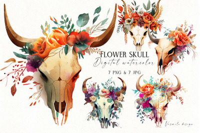 Boho Style Flower Skulls