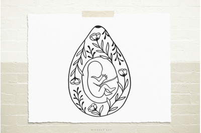 Avocado Baby with Flowers Svg Cut File