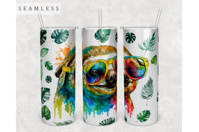 Sloth Tumbler Wrap, 20 Oz Skinny Tumbler Sublimation Design, Seamless