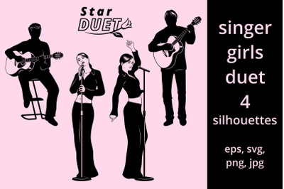 Singer Girls Duet Silhouettes SVG