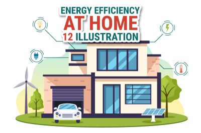 12 Energy Efficient at Home Illustration