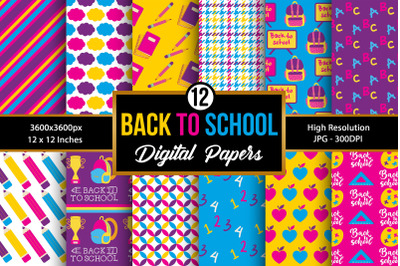 Back to School Seamless Pattern Digital Papers