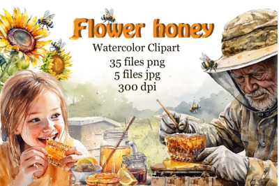 Honey watercolor clipart.