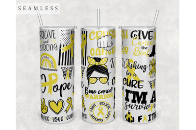 Bone Cancer Awareness Tumbler Wrap, 20 Oz Skinny Tumbler Sublimation