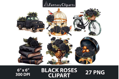 Black Roses Arrangements Clipart | Halloween Gothic Clip Art